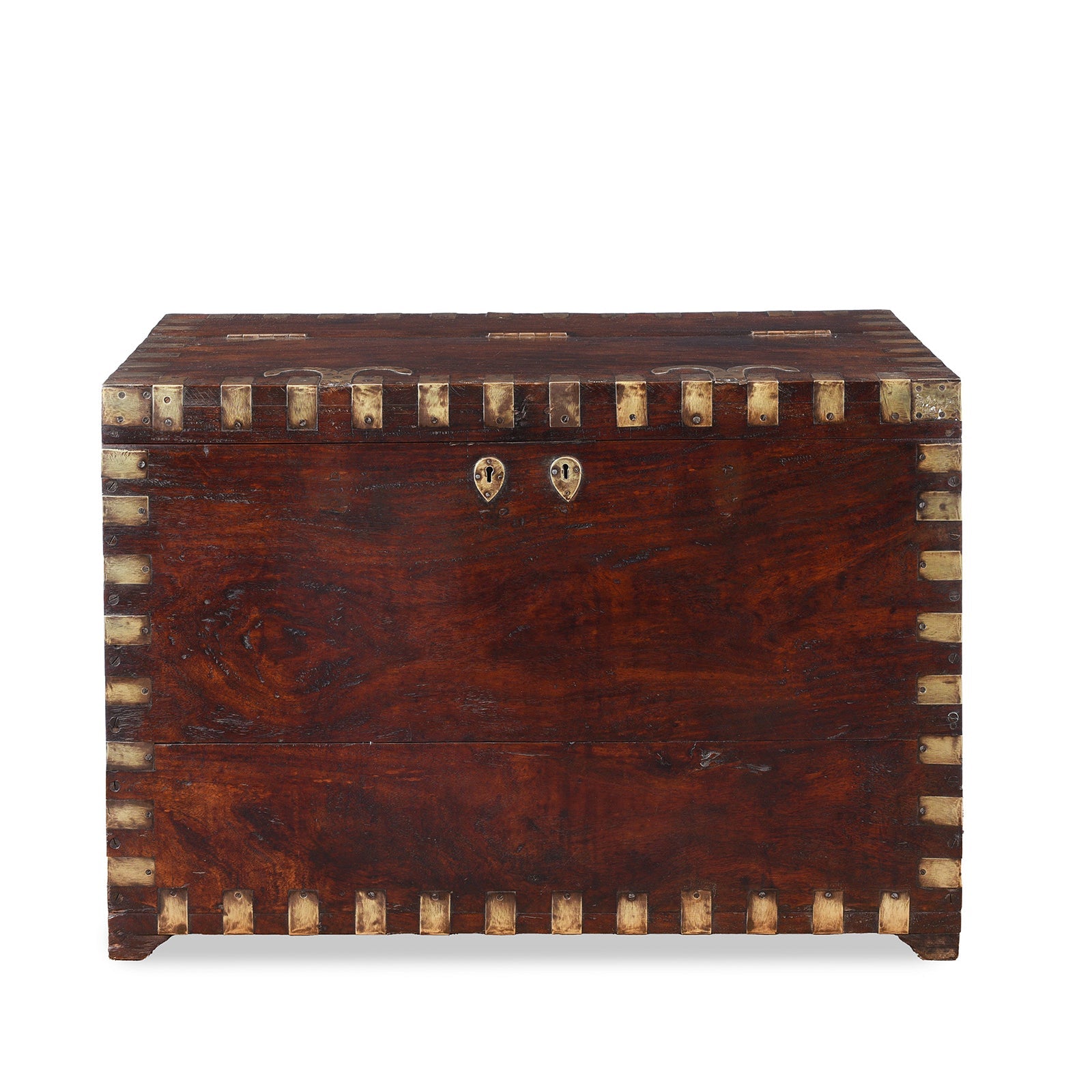 Brass Bound Teak Chest From Shekhawati - 19th Century