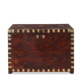 Brass Bound Teak Chest From Shekhawati - 19th Century