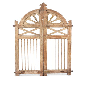 Cream Painted Teak Dog Gate From Gujarat - 1900