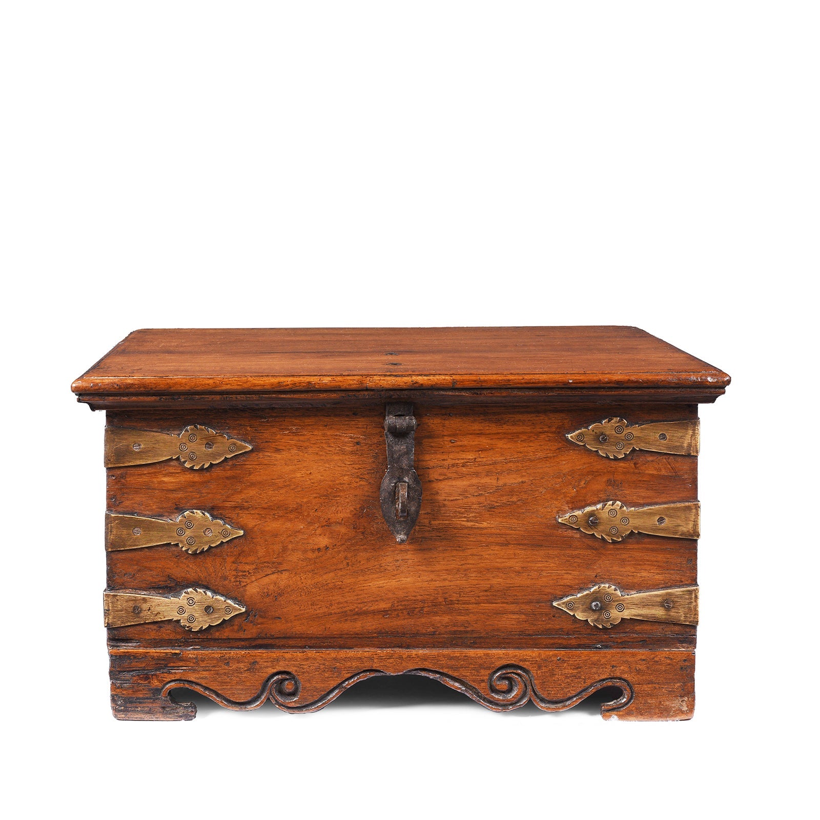 Brass Bound Jewellery Box From Kutch - 19th Century