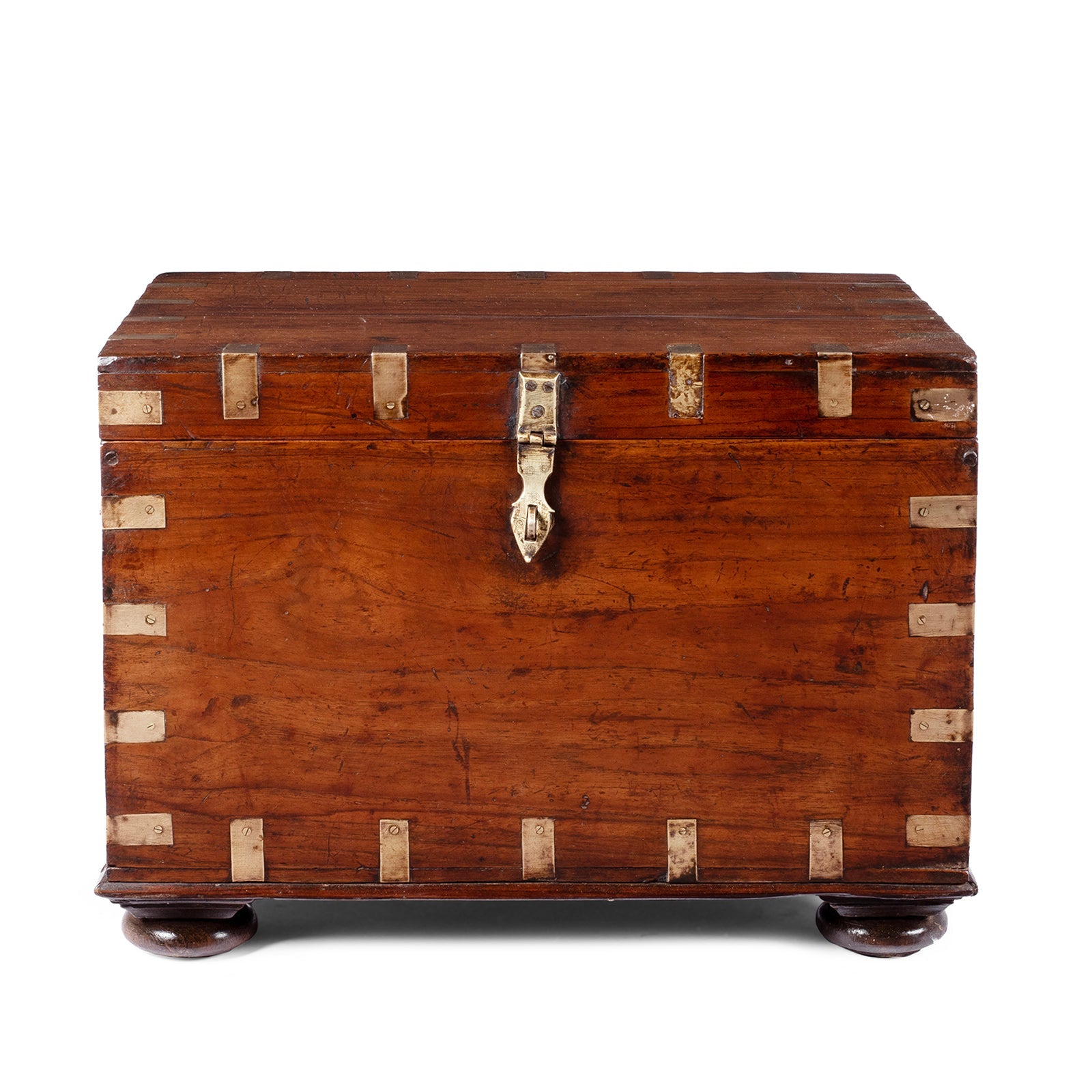 Brass Bound Teak Military Chest - 19th Century
