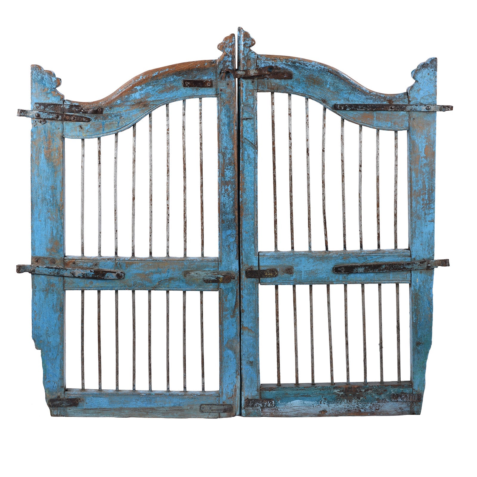Blue Painted Dog Gate From Gujarat - 19th Century