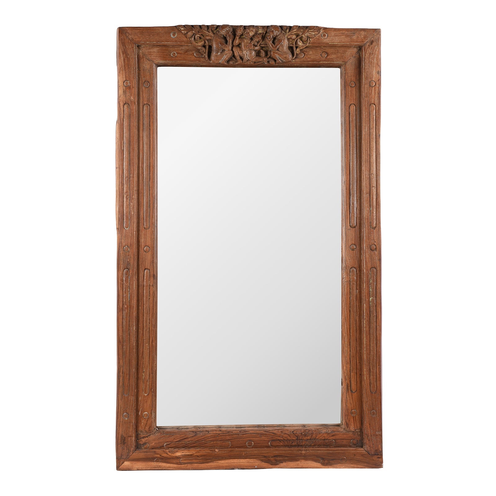 Carved Teak Window Mirror From Andhra Pradesh - 19th Century