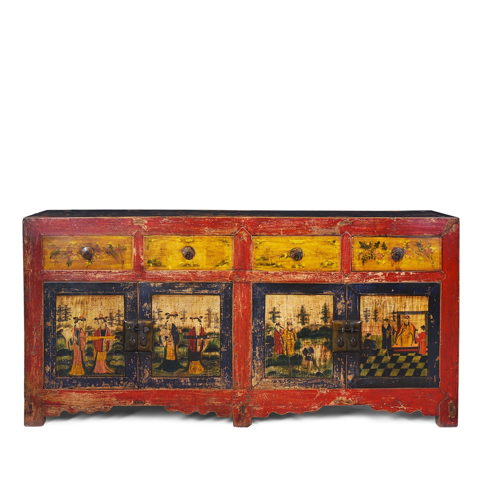 Painted Sideboard From Mongolia - 19th Century