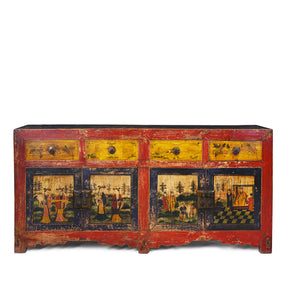 Painted Sideboard From Mongolia - 19th Century