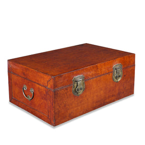 Tan Leather Trunk From Shanghai - Ca 1900