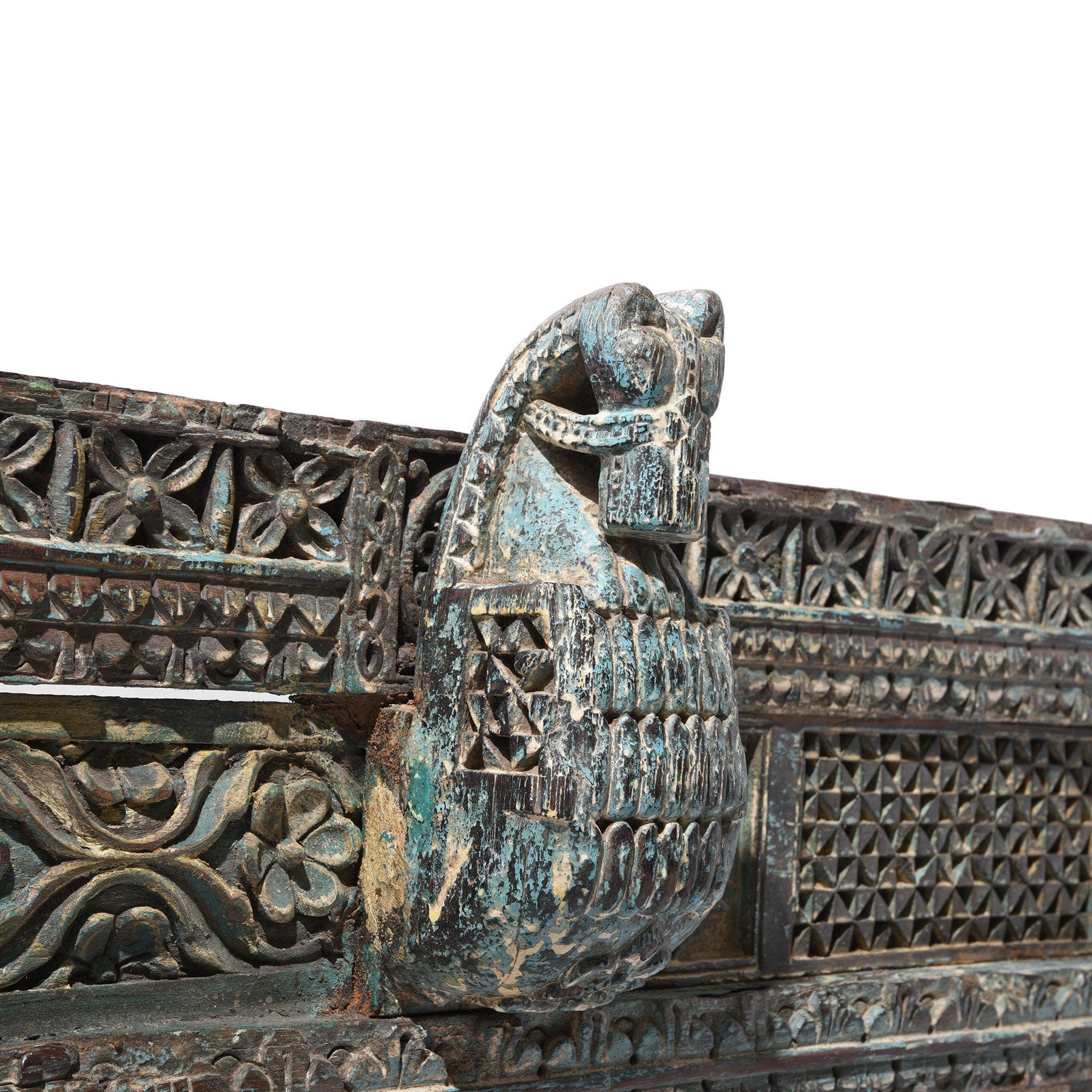 Carved Teak Architectural Panel With Horses - 19thC