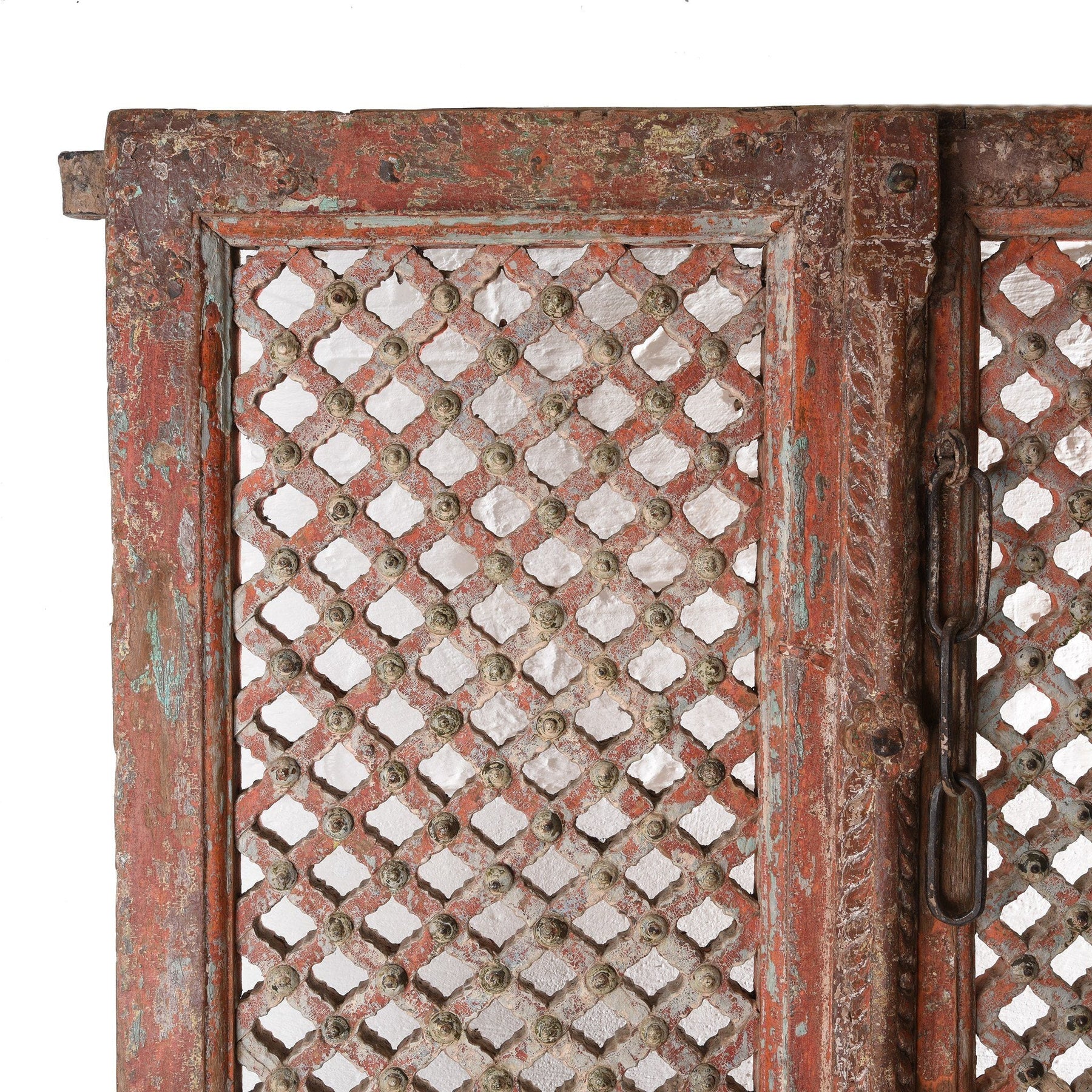 Painted Indian Jali Doors From Patan - 18th Century