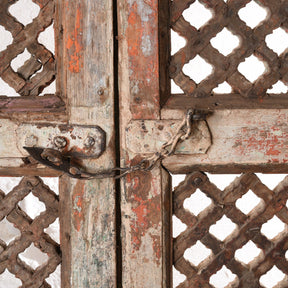 Painted Indian Jali Doors From Patan - 18th Century