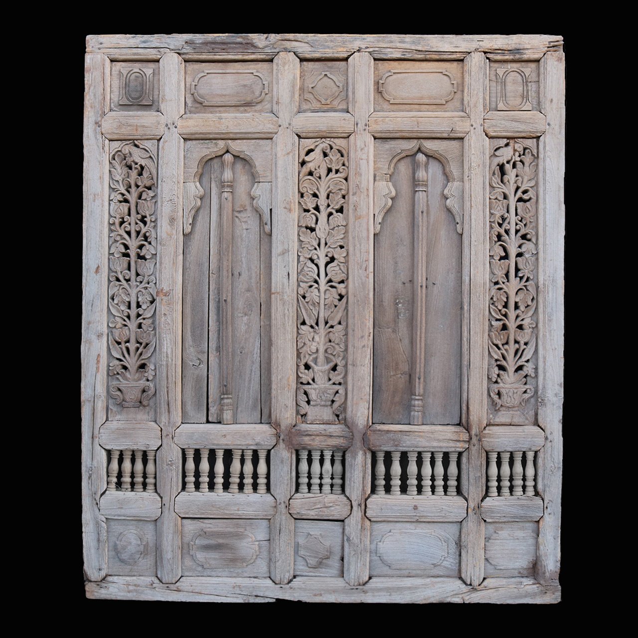 Carved Teak Window Shutter From Hyderabad - 19thC