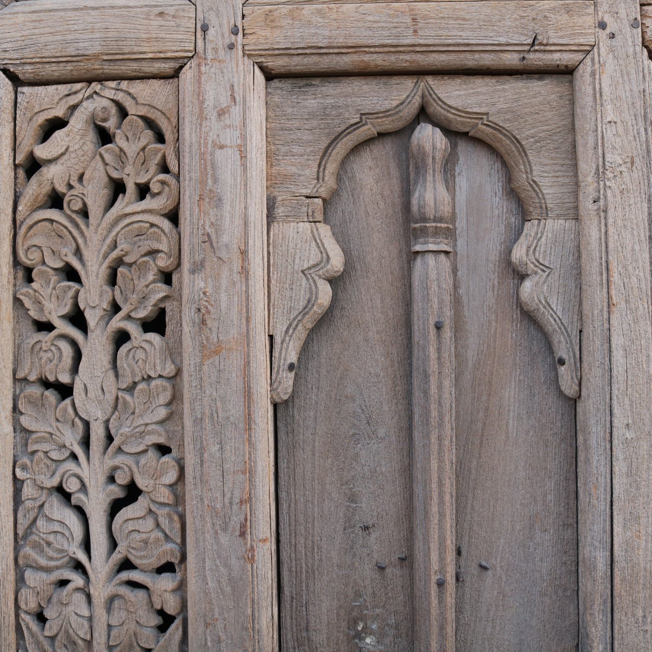 Carved Teak Window Shutter From Hyderabad - 19thC