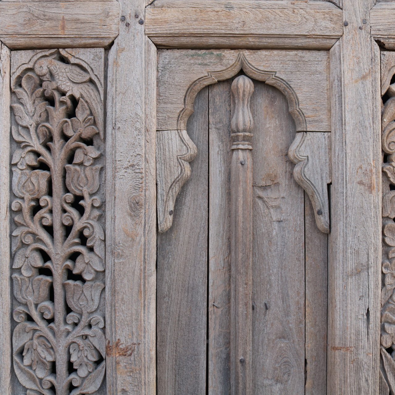 Carved Teak Window Shutter From Hyderabad - 19thC