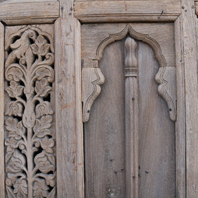 Carved Teak Window Shutter From Hyderabad - 19thC