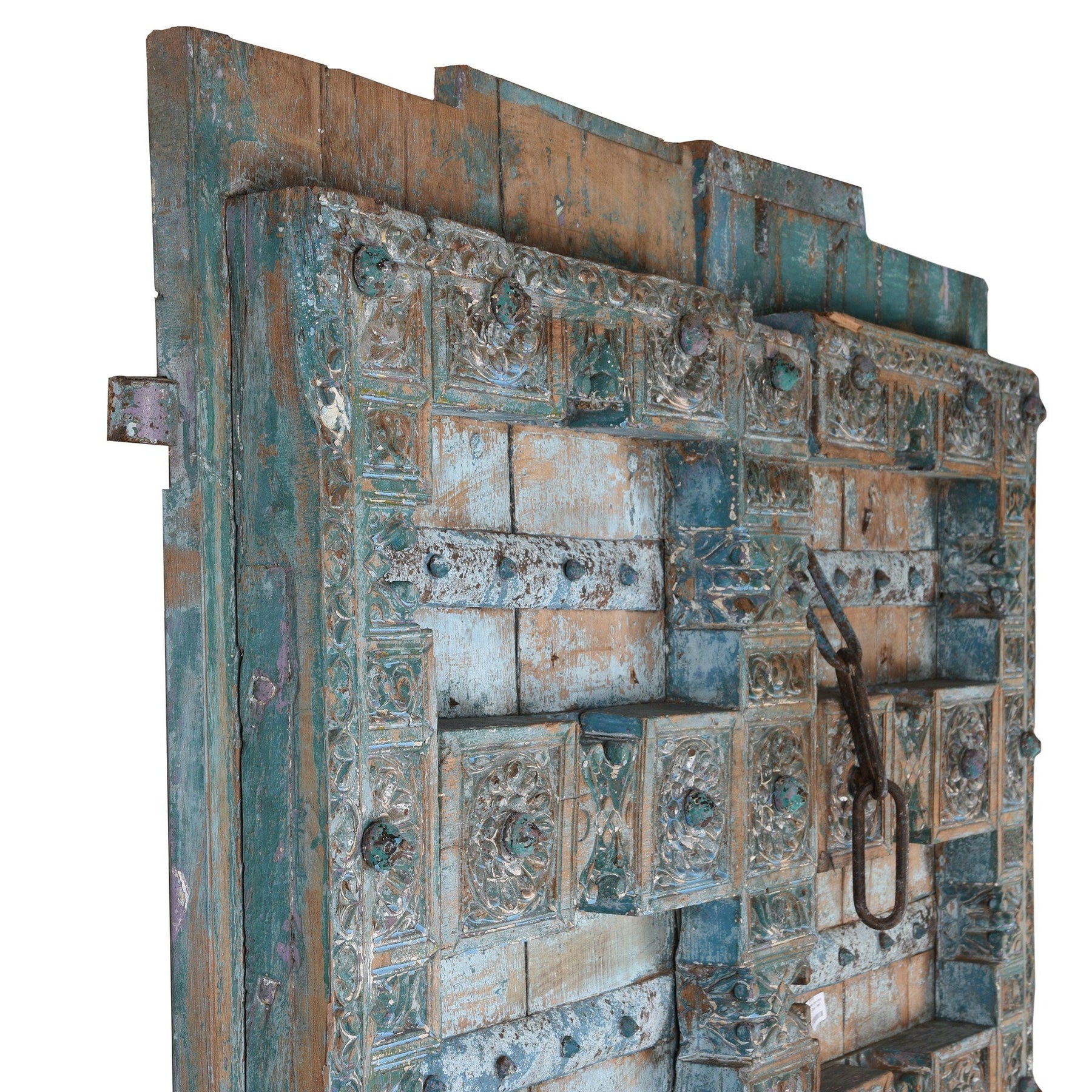 Old Blue Painted Indian Doors From Kutch - 19thC