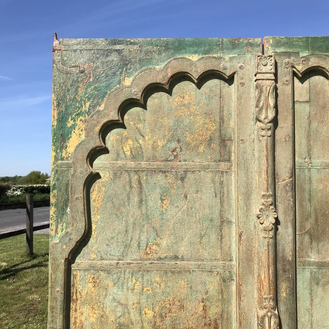 Old Green Painted Indian Door - 19thC