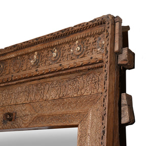 Old Indian Carved Doorway Mirror from Rajasthan - 18thC
