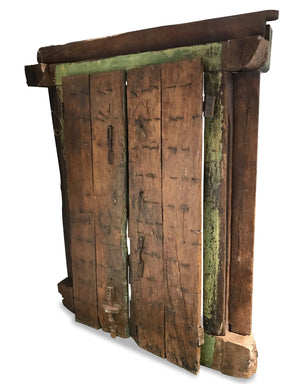 Old Painted Indian Door From Gujarat - 18thC