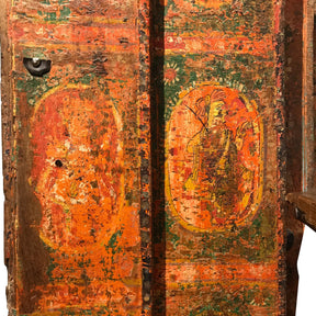 Old Painted Indian Door From Gujarat - 18thC