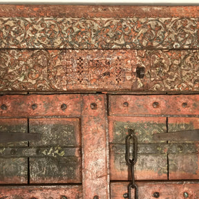 Old Painted Indian Door From Gujarat - 18thC