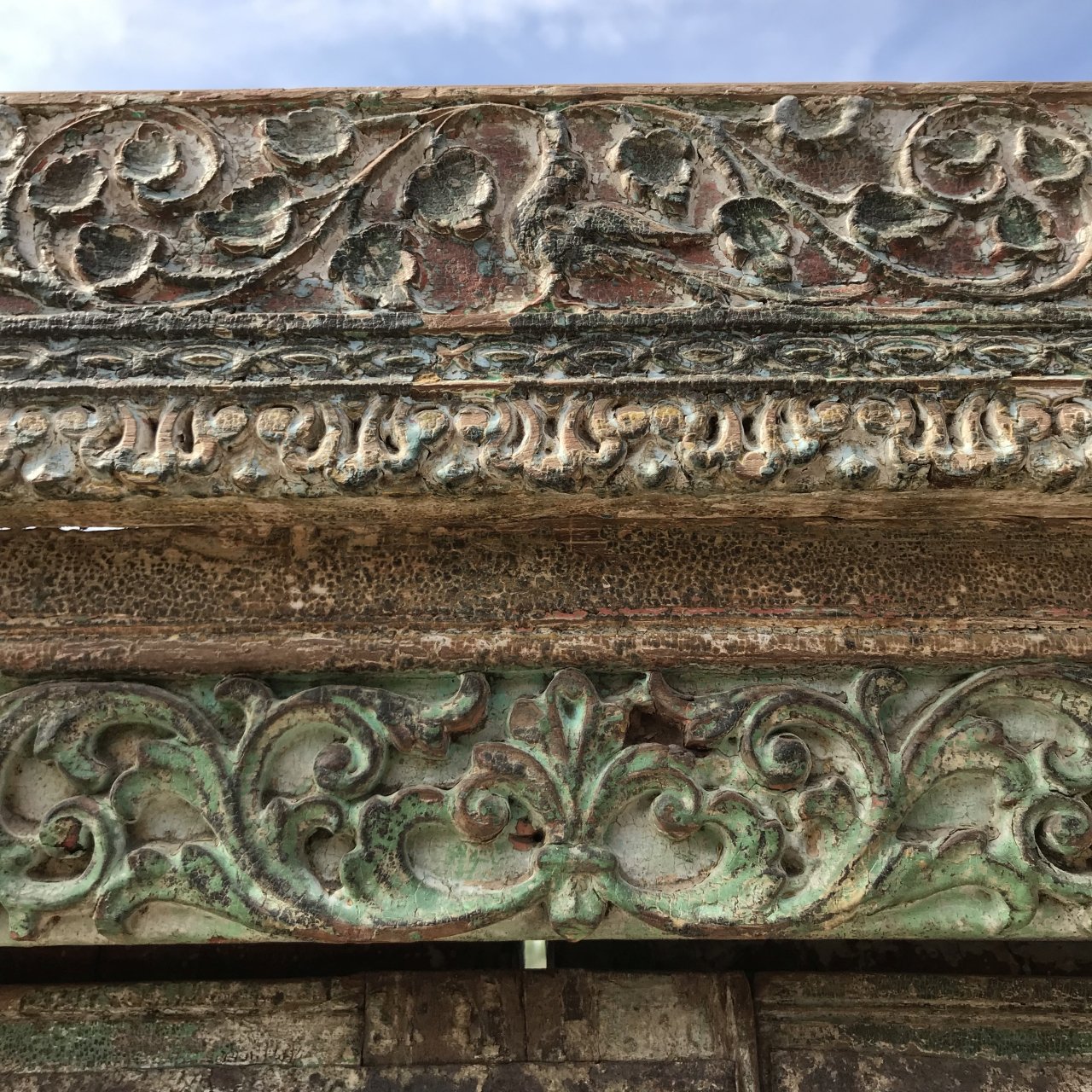 Painted Indian Door From Gujarat - 19thC