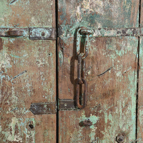 Painted Indian Door With Original Paint From Gujarat - 18thC