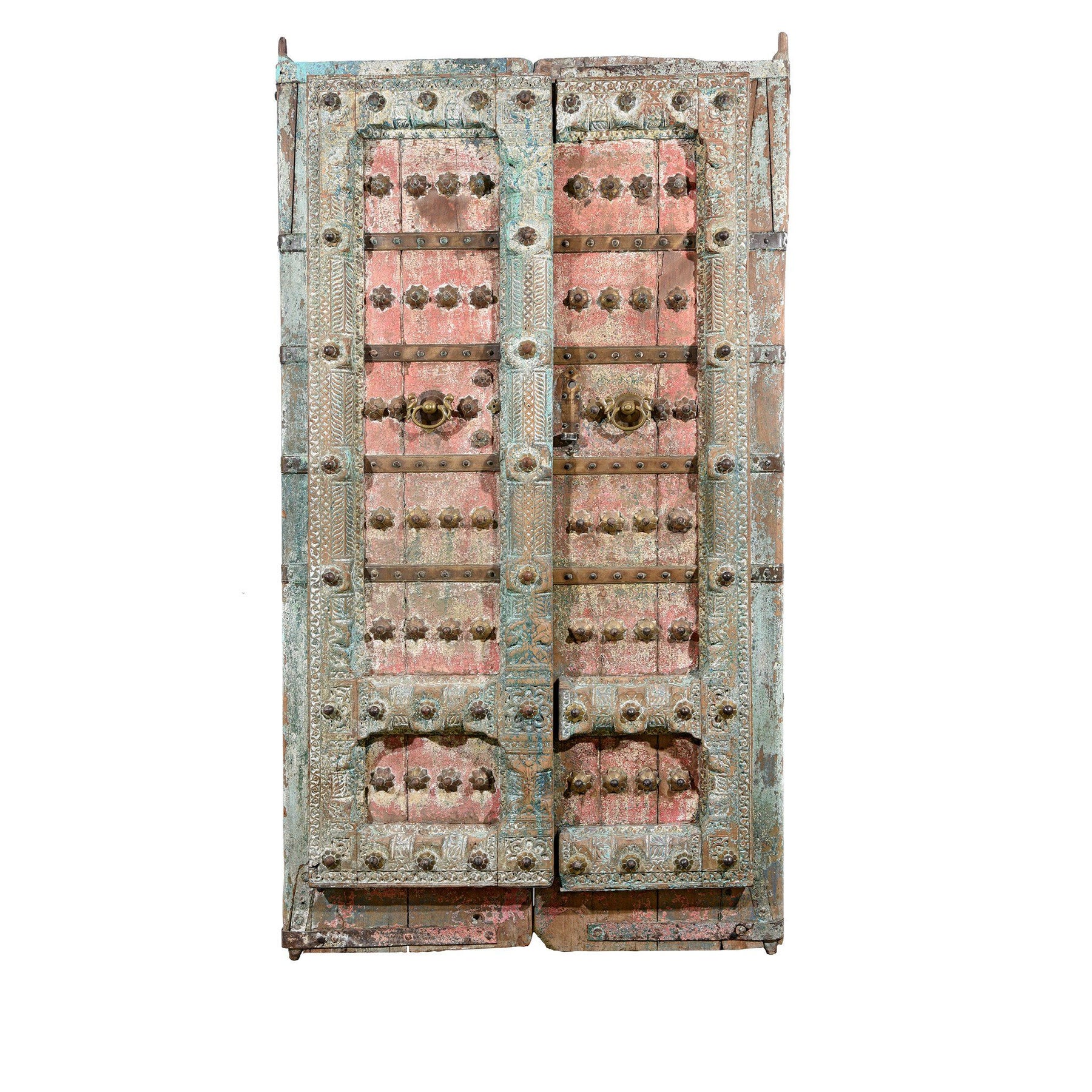 Painted Indian Door With Original Paint From Gujarat - 18thC
