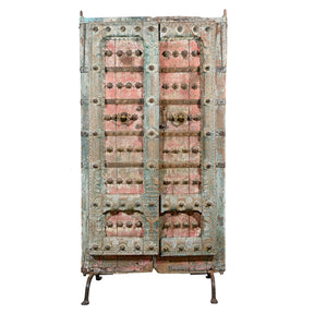 Painted Indian Door With Original Paint From Gujarat - 18thC