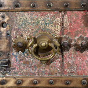 Painted Indian Door With Original Paint From Gujarat - 18thC