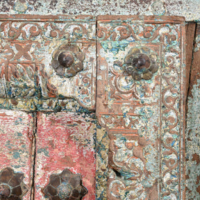 Painted Indian Door With Original Paint From Gujarat - 18thC