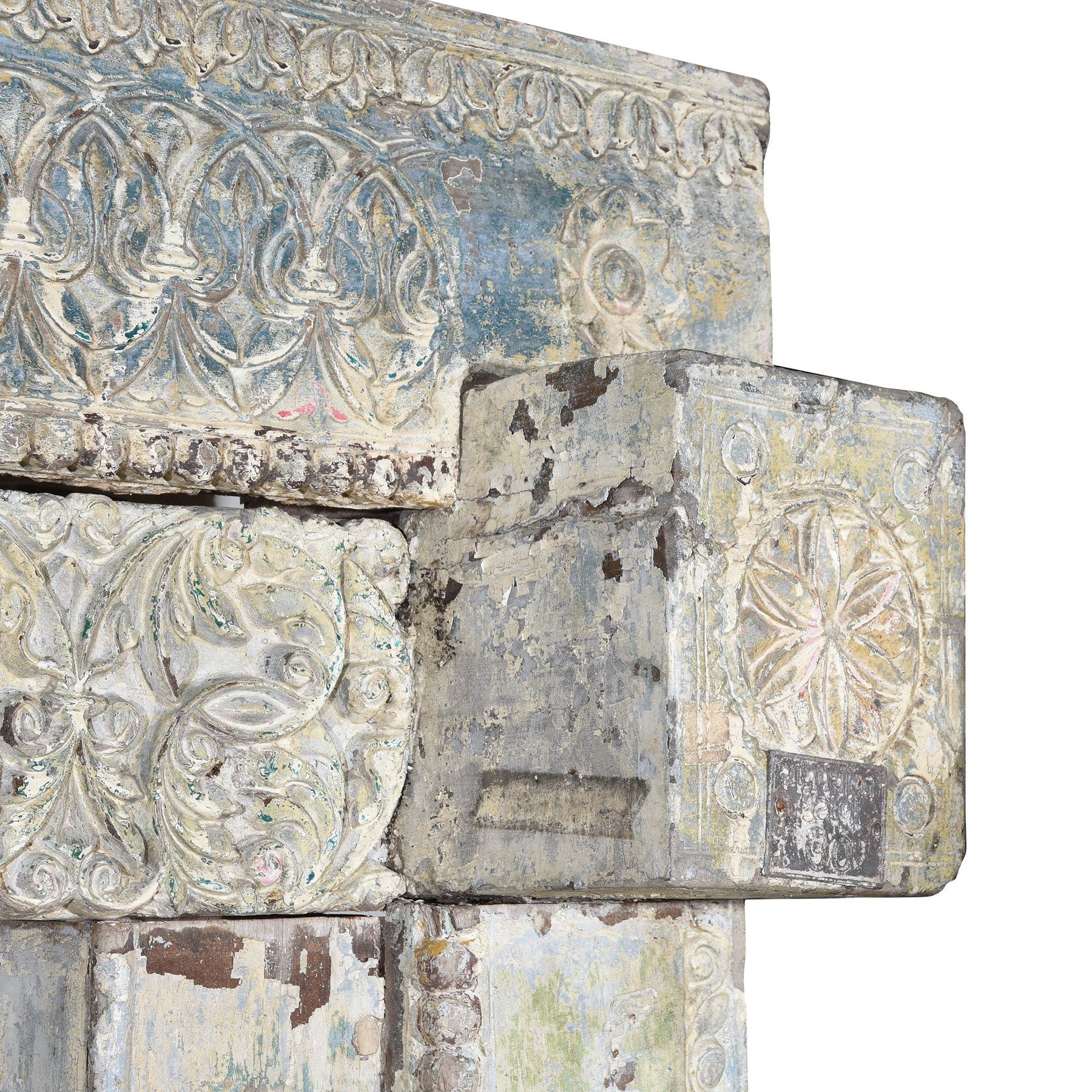 Painted Indian Reclaimed Door From Gujarat - 19thC