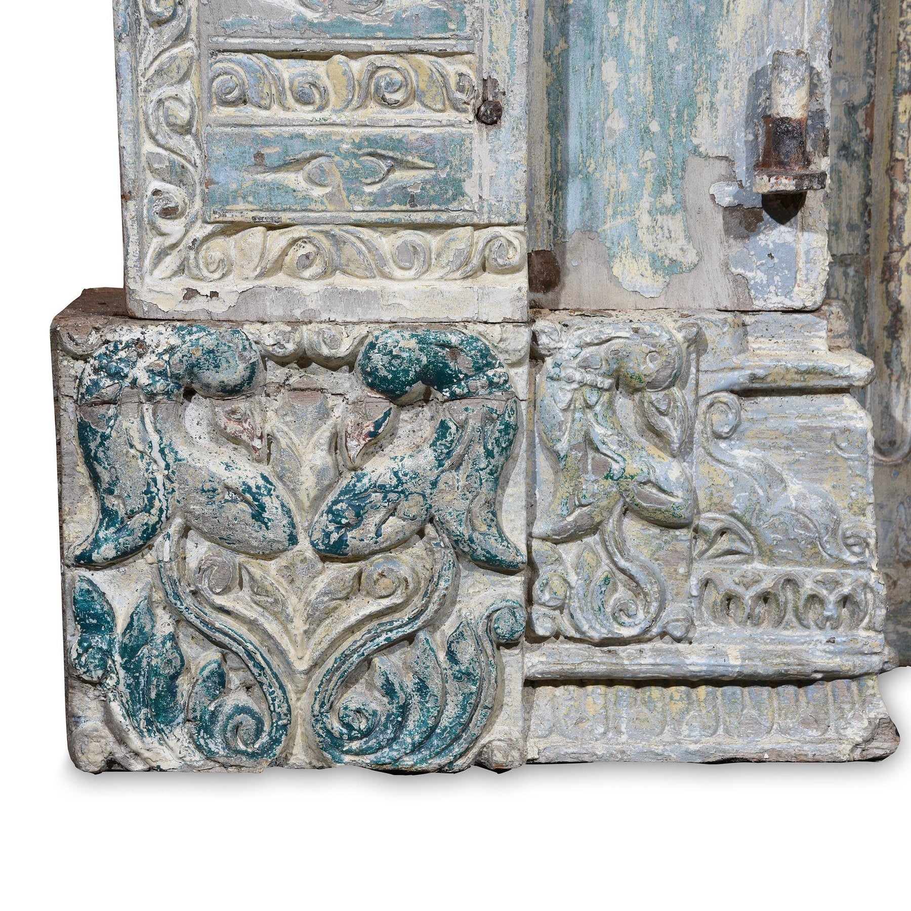 Painted Indian Reclaimed Door From Gujarat - 19thC