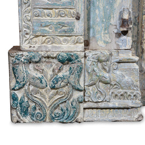 Painted Indian Reclaimed Door From Gujarat - 19thC