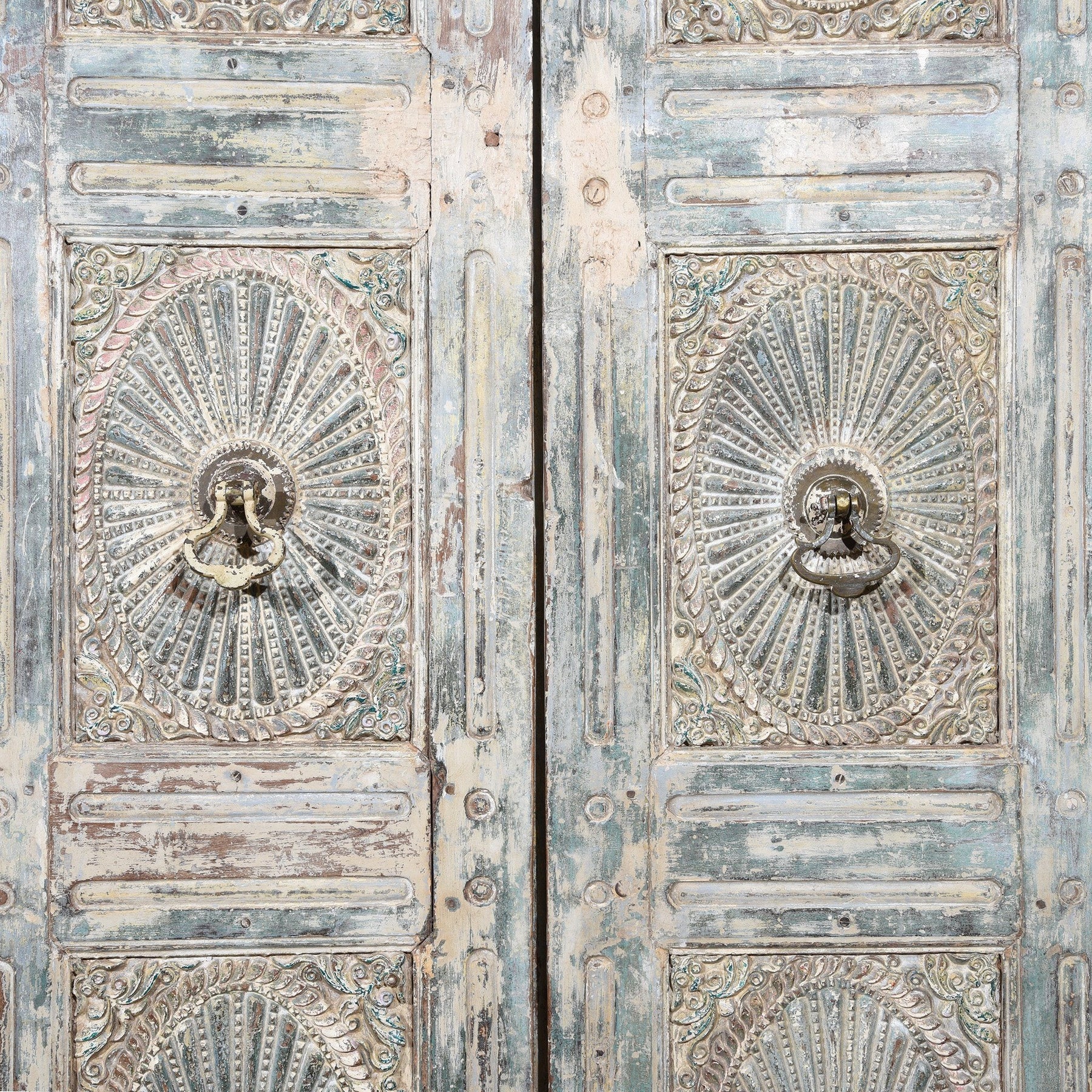 Painted Indian Reclaimed Door From Gujarat - 19thC