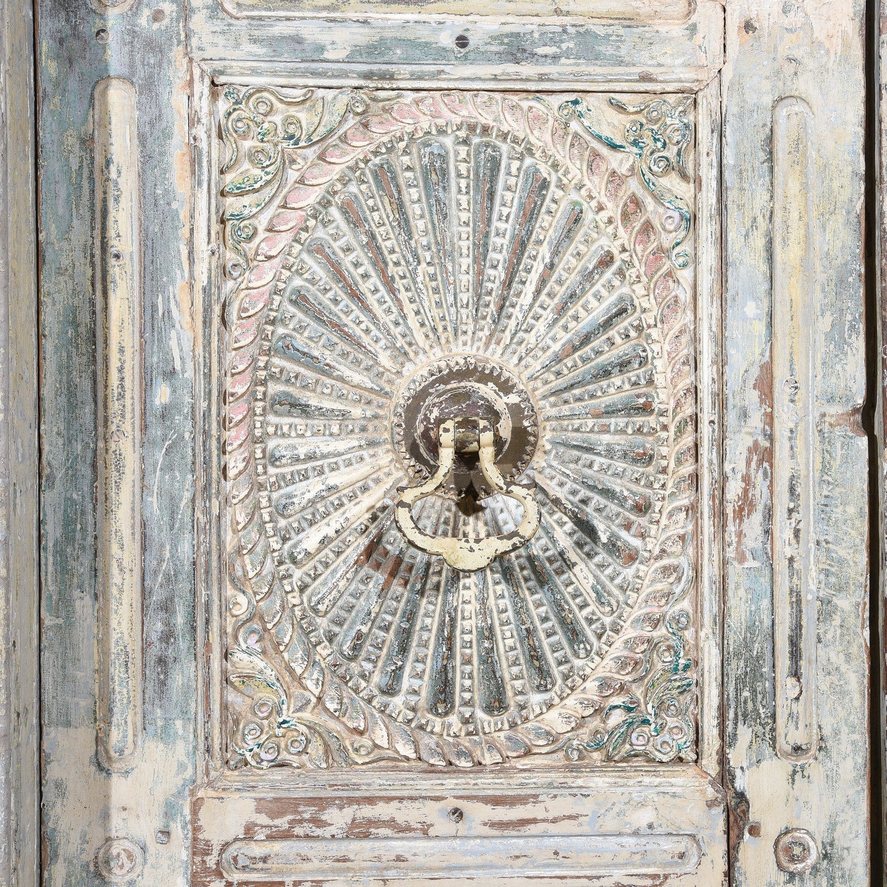 Painted Indian Reclaimed Door From Gujarat - 19thC