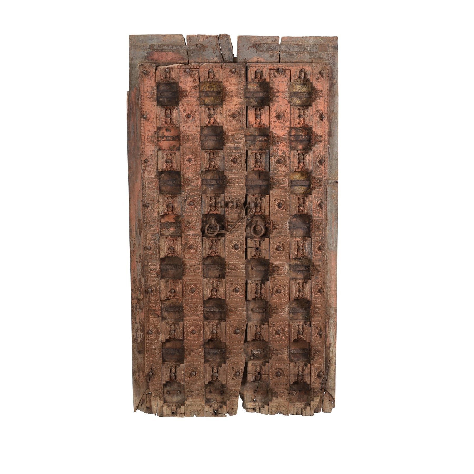 Painted Mughal Style Carved Door - 18thC