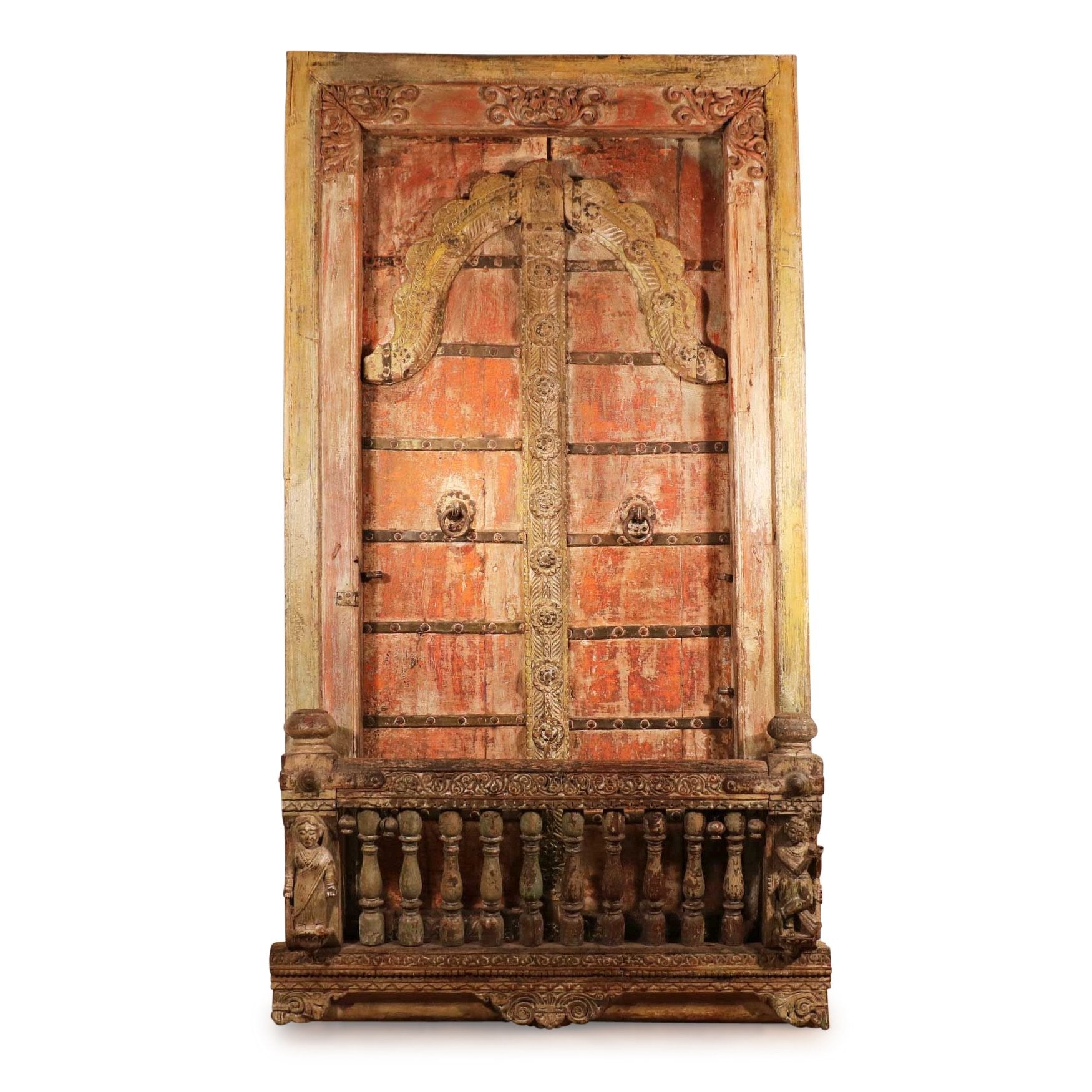 Teak Window with Original Painting from Gujarat - 19thC