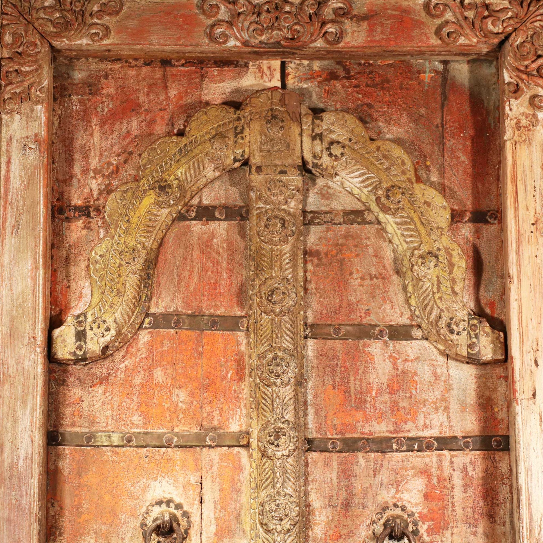 Teak Window with Original Painting from Gujarat - 19thC