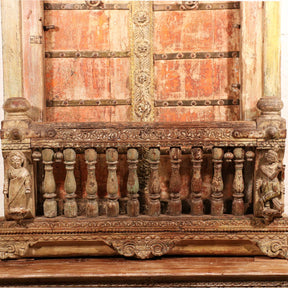 Teak Window with Original Painting from Gujarat - 19thC