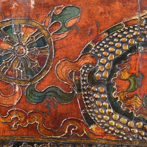 Tibetan Dragon Door Panel With Original Paint 75 - 100 Yrs Old