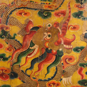 Tibetan Dragon Door Panel With Original Paint 75 - 100 Yrs Old