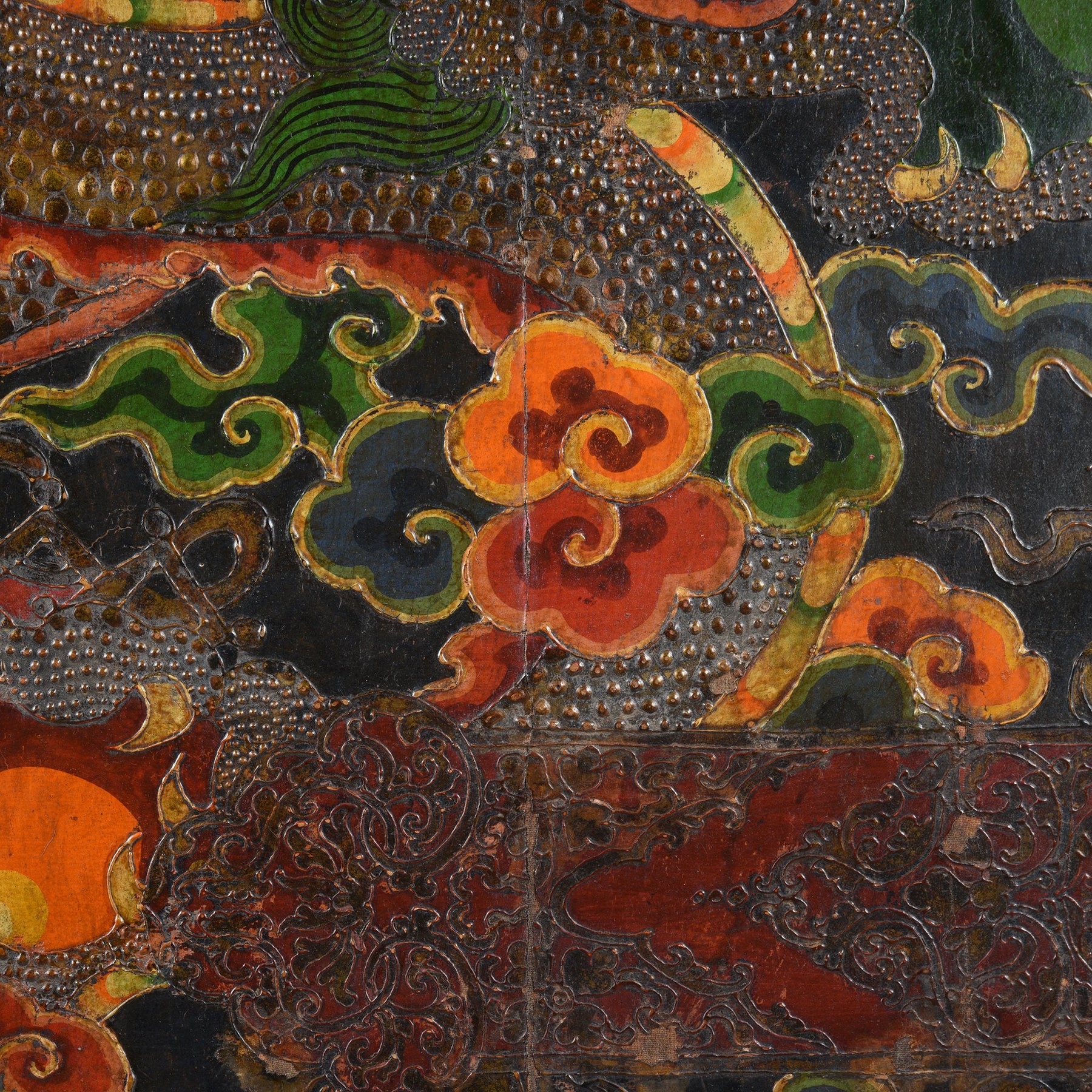 Tibetan Dragon Door Panel With Original Paint 75 - 100 Yrs Old
