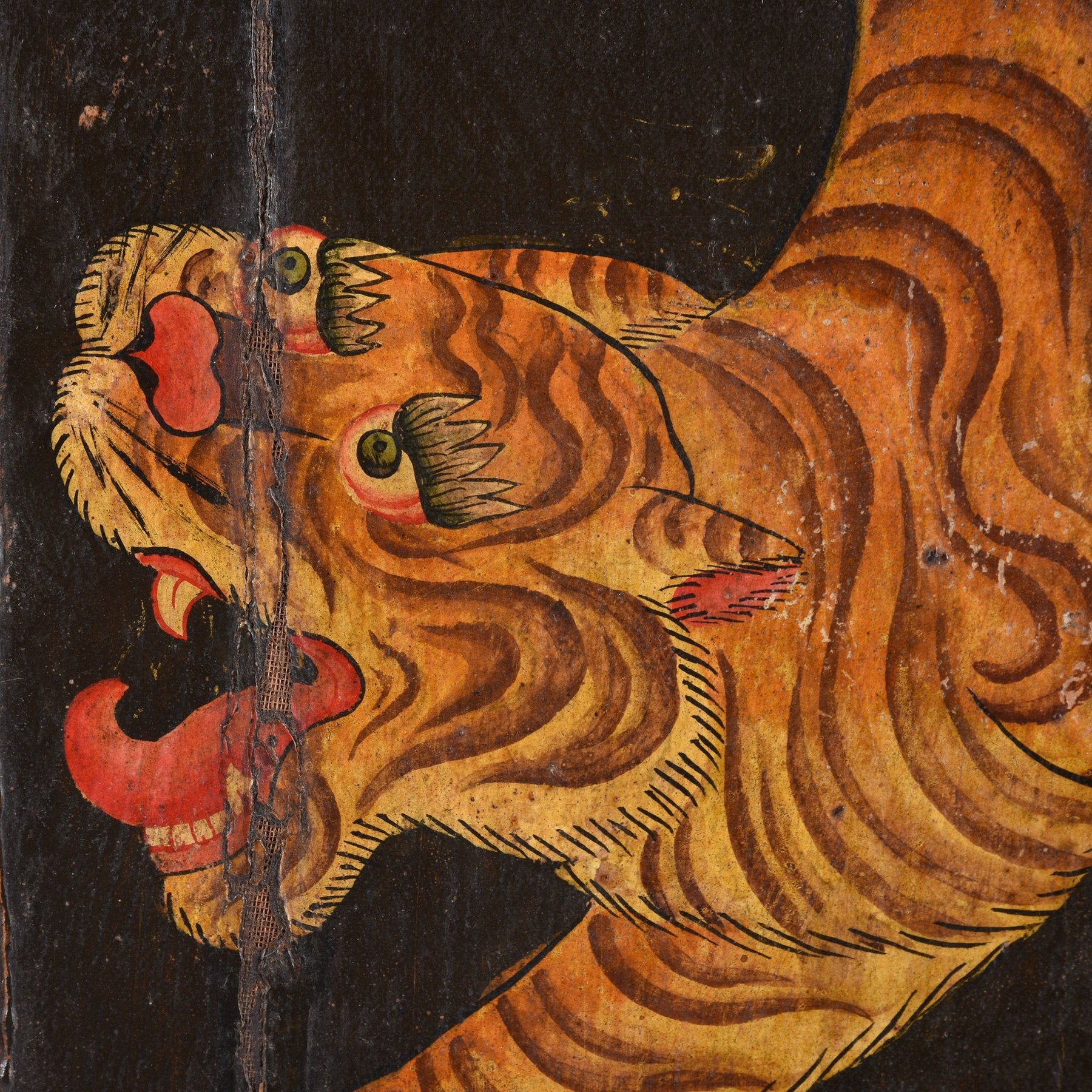 Tibetan Dragon Door Panel With Original Paint 75 - 100 Yrs Old