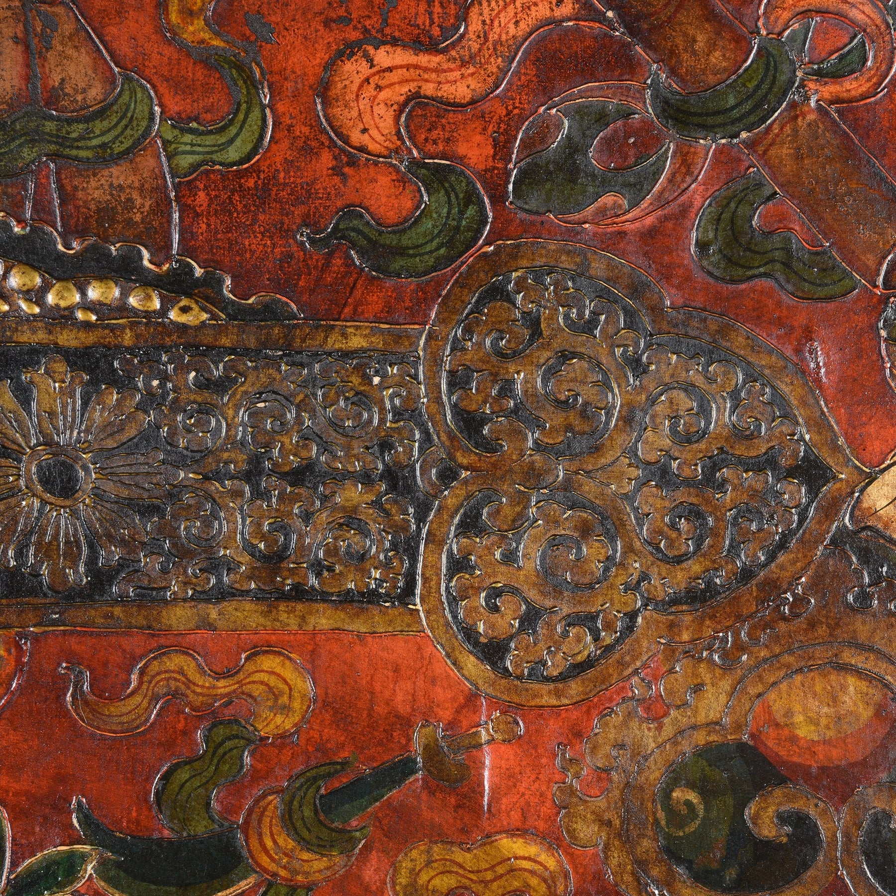 Tibetan Dragon Door Panel With Original Paint 75 - 100 Yrs Old