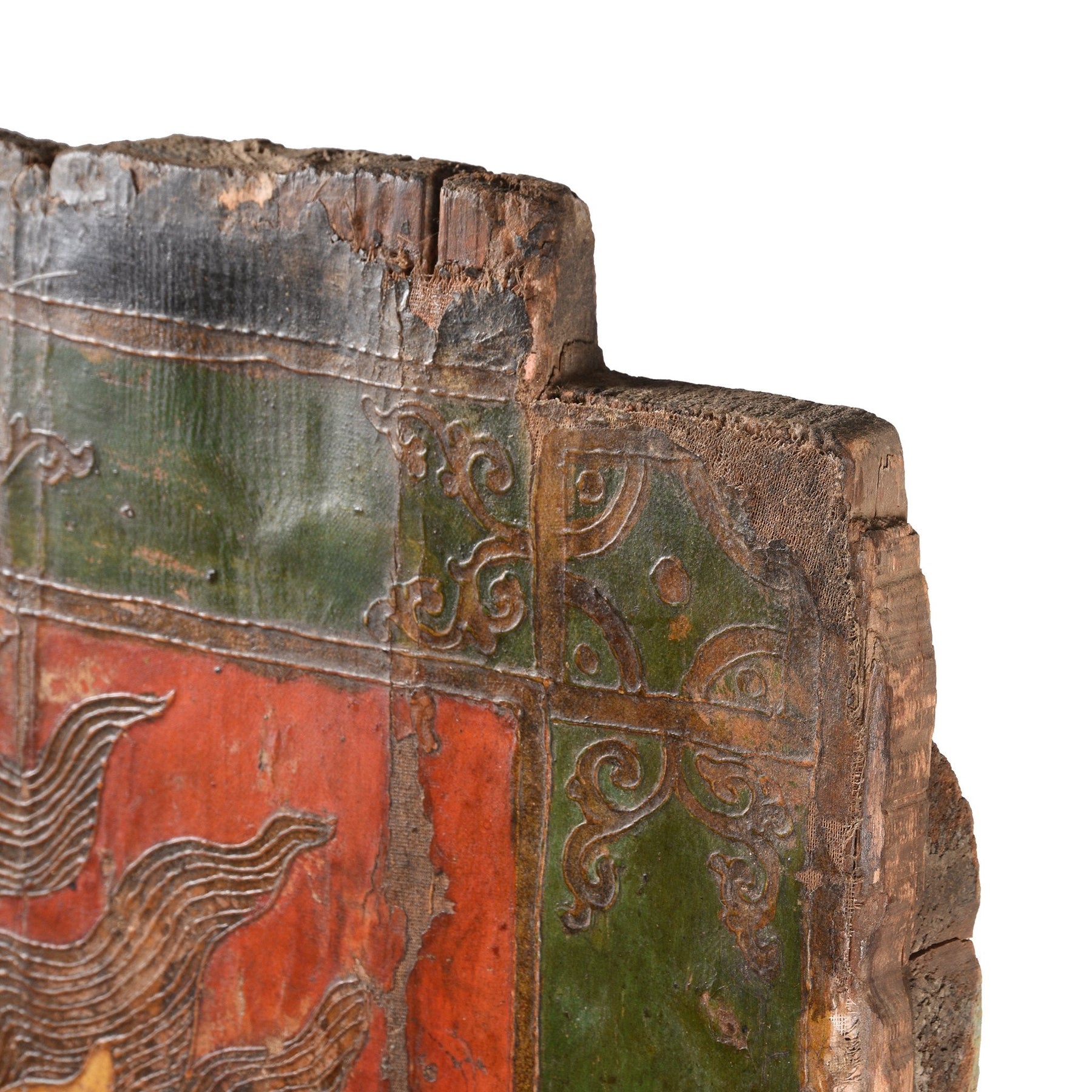 Tibetan Dragon Door Panel With Original Paint 75 - 100 Yrs Old