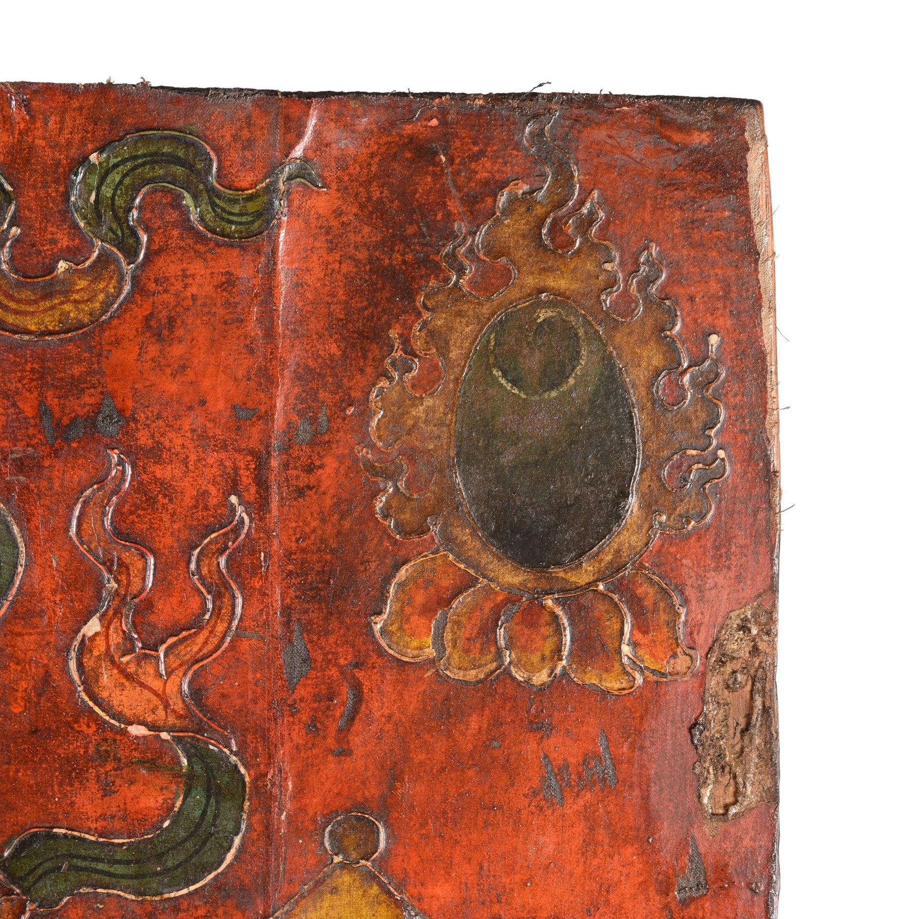 Tibetan Dragon Door Panel With Original Paint 75 - 100 Yrs Old