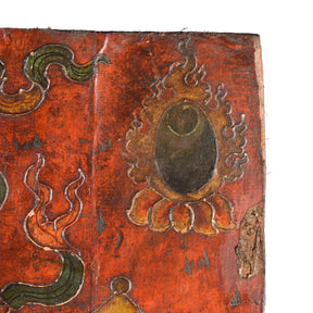 Tibetan Dragon Door Panel With Original Paint 75 - 100 Yrs Old
