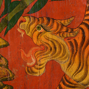 Tibetan Tiger Door Panel With Original Paint 75 - 100 Yrs Old