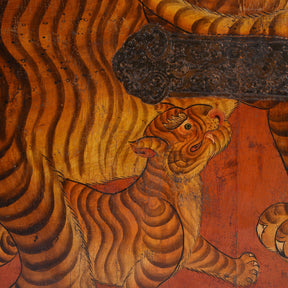 Tibetan Tiger Door Panel With Original Paint 75 - 100 Yrs Old