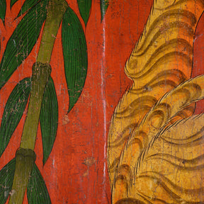 Tibetan Tiger Door Panel With Original Paint 75 - 100 Yrs Old