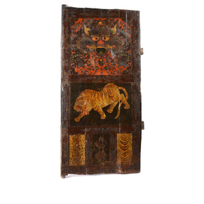 Tibetan Tiger Door Panel With Original Paint - Ca 1900